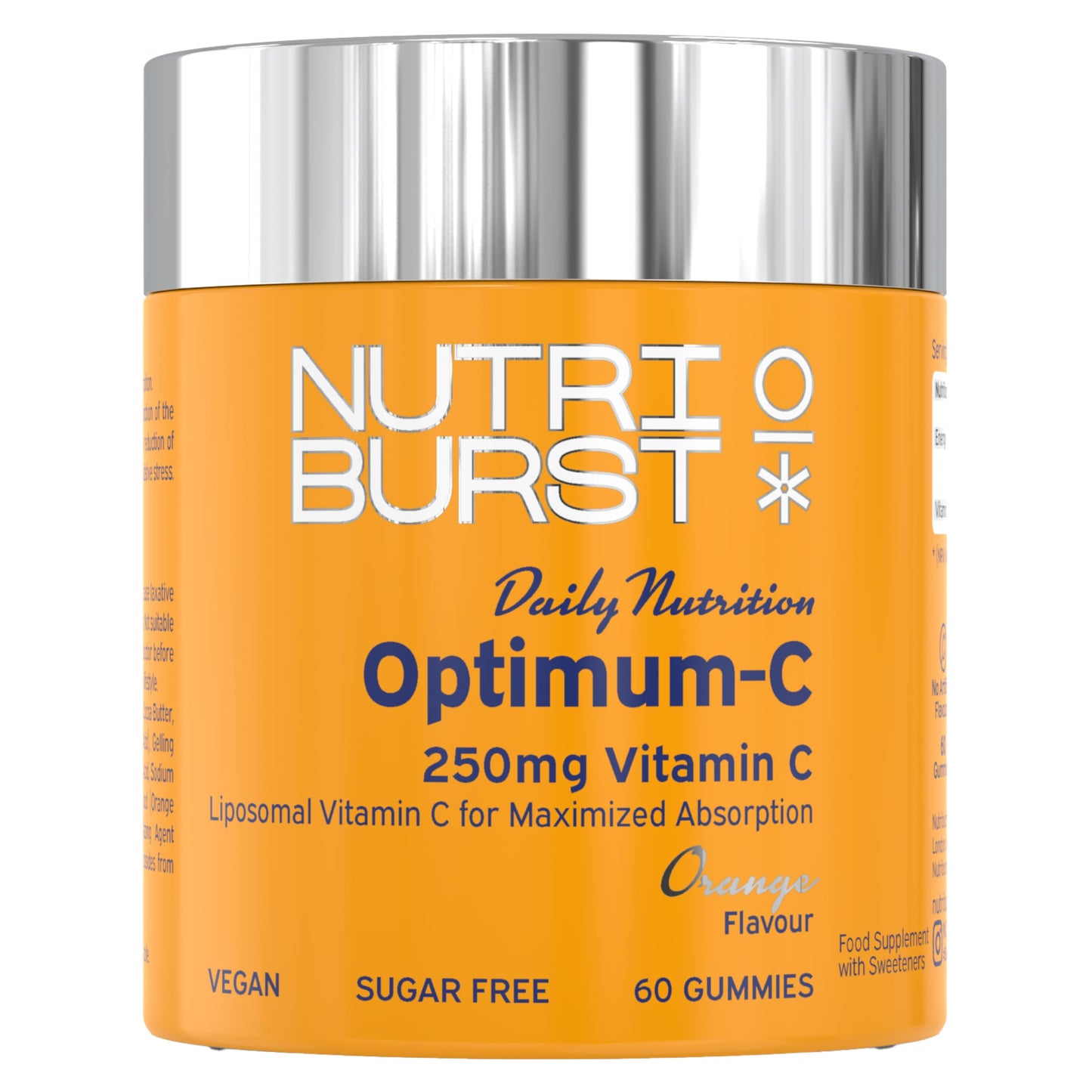 Nutriburst Optimum C - Liposomal Vitamin C (250mg) - Energy & Immune System Support - Orange Flavour - 60 Gummies 1 Month Supply - Suitable for Vegans