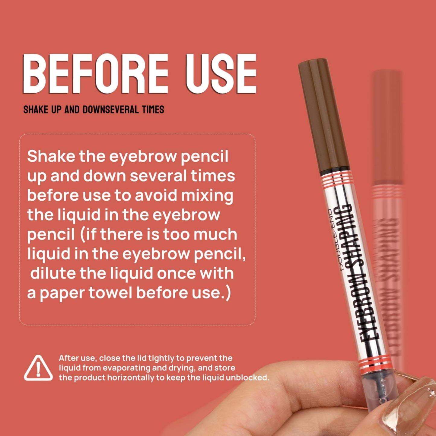 Weixinbuy 2-IN-1 Microblading Eyebrow Pen Long-lasting, Waterproof Eyebrow Pencil Dual-Ended with 4-Fork-Tip & Brow Brush & Clear Brow Gel, Fluffy & Defined Brows for Natural-Looking (1# Dark brown)