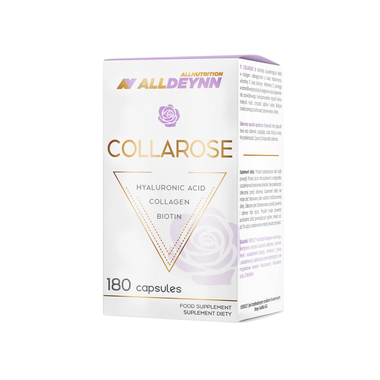 ALLDEYNN Collarose Collagen Capsules - Bovine Collagen Hydrolysate with Hyaluronic Acid, Biotin and VIT C - Anti Aging Skin Treatment - Hair Supplements for Women - 180 Caps