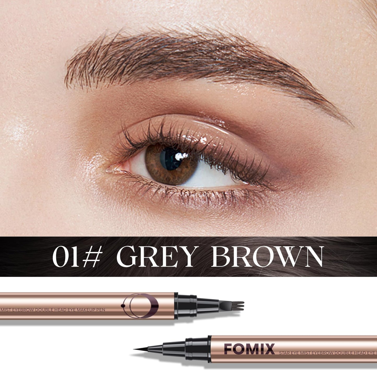 KYDA 3 Dots Liquid Eyebrow Pencil, Grey Brown, Tattoo Brow Tint, Define Natural Brow with Soft Slim Tips, Brow Definer Pen, Dot-by-Dot Application, Lasting Quick Dry Formula