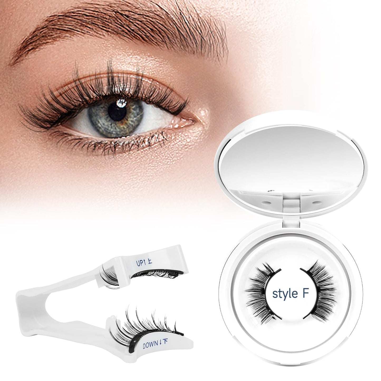 Magnetic-Lashes with Applicator, Higu clace Magnetic-Eyelashes No Glue or Eyeliner Needed, 1 Pair Reusable Magnetic Eye Lashes Kit Natural Look, Eyelashes Magnetic Easy to Wear and Remove(STYLE F)
