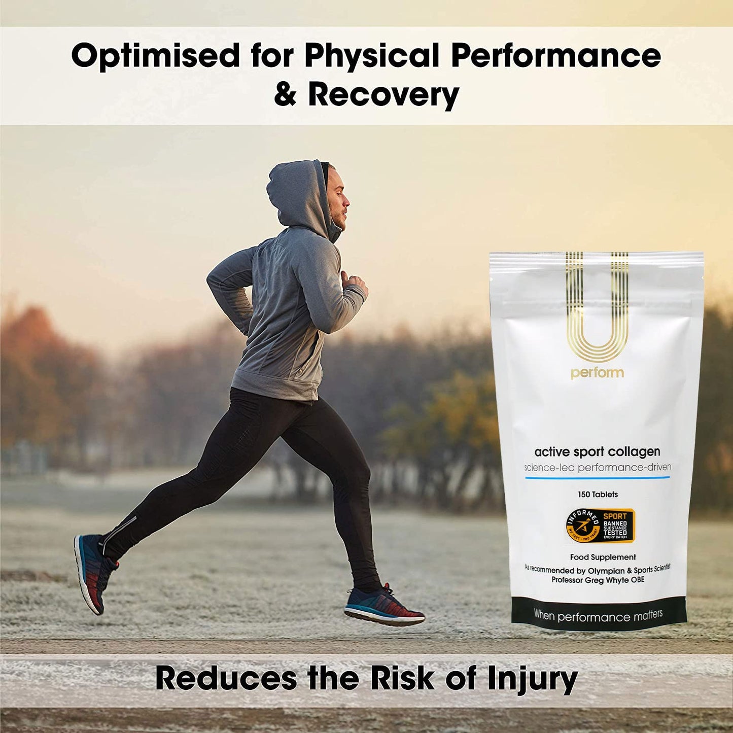 U Perform - Informed Sports Collagen for Fast Muscle Recovery, Hydrolysed Collagen Peptides from Grass Fed Bovine, 5000mg (150 Tablets)