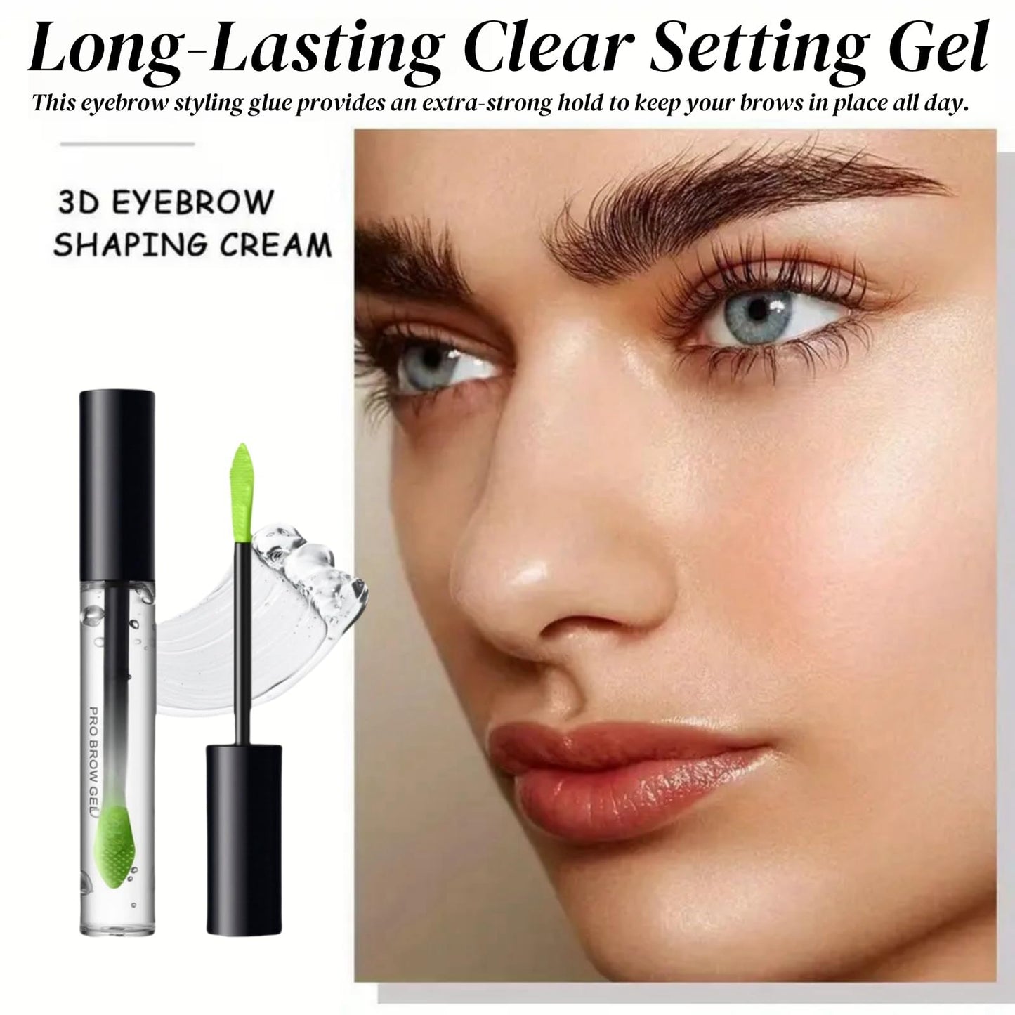 OuXing 2PCS 3D Eyebrow Gel,Brow Gel,Waterproof Eyebrow Gel Clear,Long Lasting Cle-ar Brow Gel,Bro-w G-el Clear,Brows Styling Wax for Natural-Looking,Quick Drying & Non Sticky,Eyeb-row Brush,Eyeb-row Wax Kit