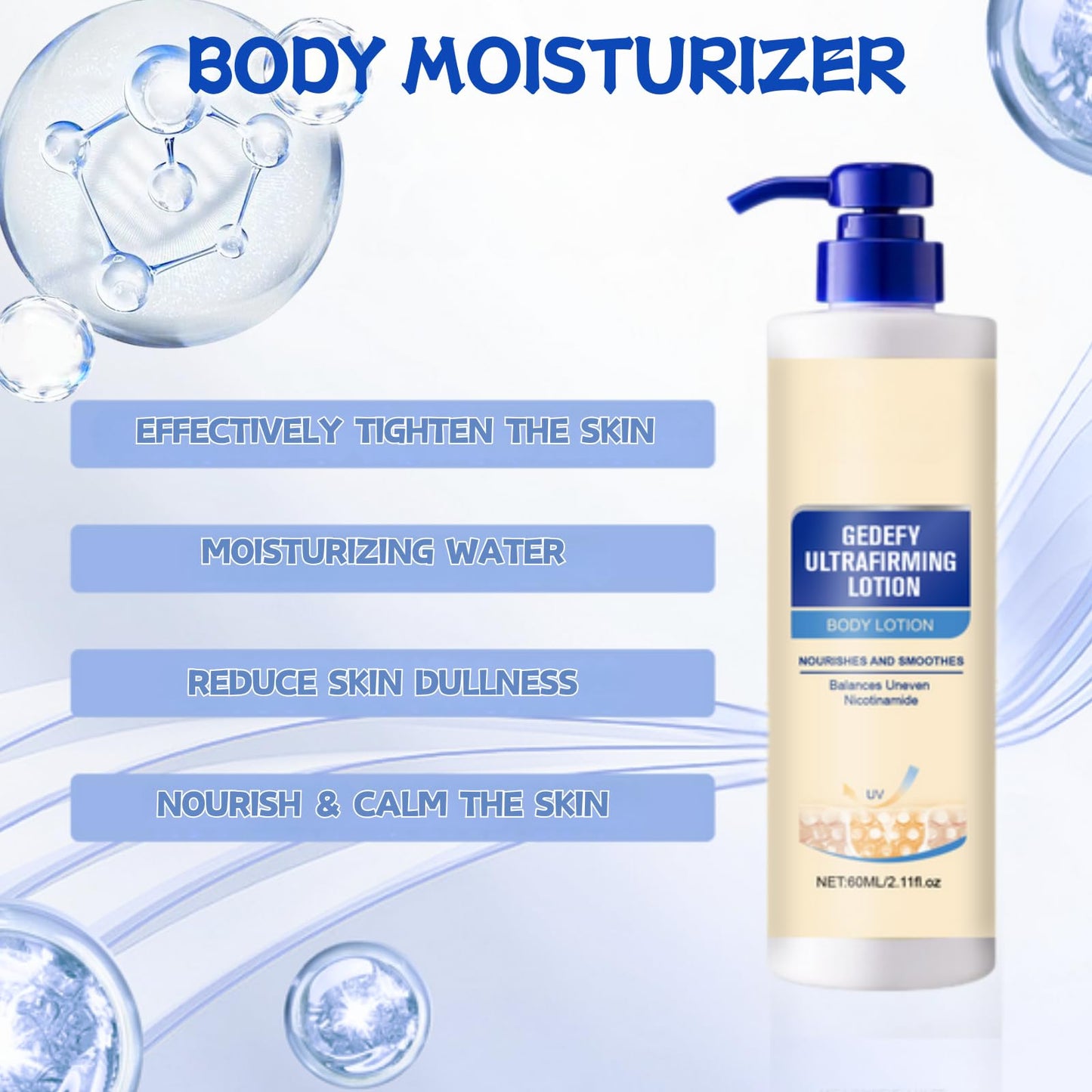 Ultra Firming Body Lotion with Niacinamide & Hyaluronic Acid -Skin Firming and Tightening Lotion for Dry & Aging Skin - Deeply Nourishes, Smooths & Improves Elasticity - Paraben-Free Skin Care (2PCS)