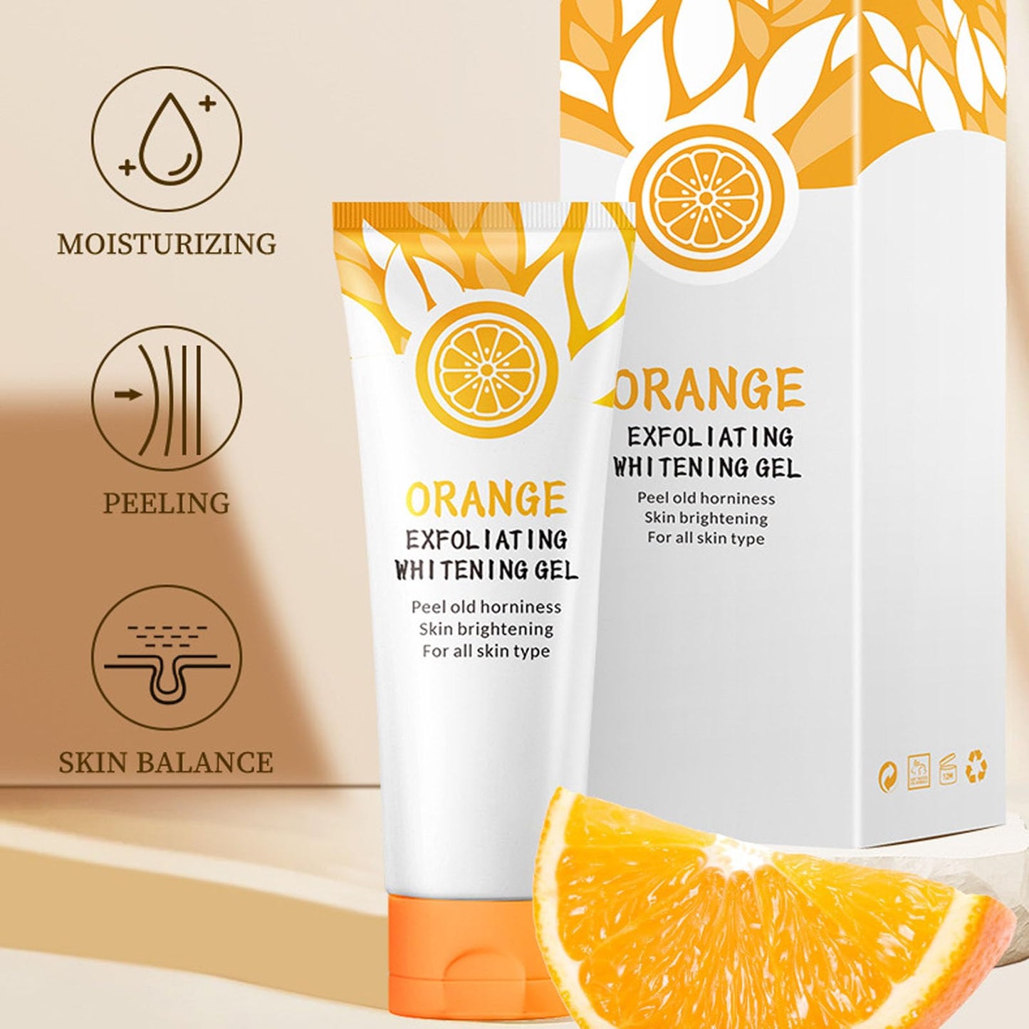 Orange Face Exfoliator Gel Vitamin C Exfoliating Face Scrub Mild Deep Exfoliating Face Wash Orange Exfoliating Gel for Brightening Skin,Soft Your Skin and Remove Dead Skin For Smooth & Radiant