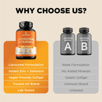 Goodvita Liposomal Vitamin C Softgels 2000mg | 60 Softgels, 1 Month Supply | Added Zinc + Selenium | UK Formulated | Ultra Strength 4X Higher Absorption | Immunity, Energy + Skin | Easy to Swallow