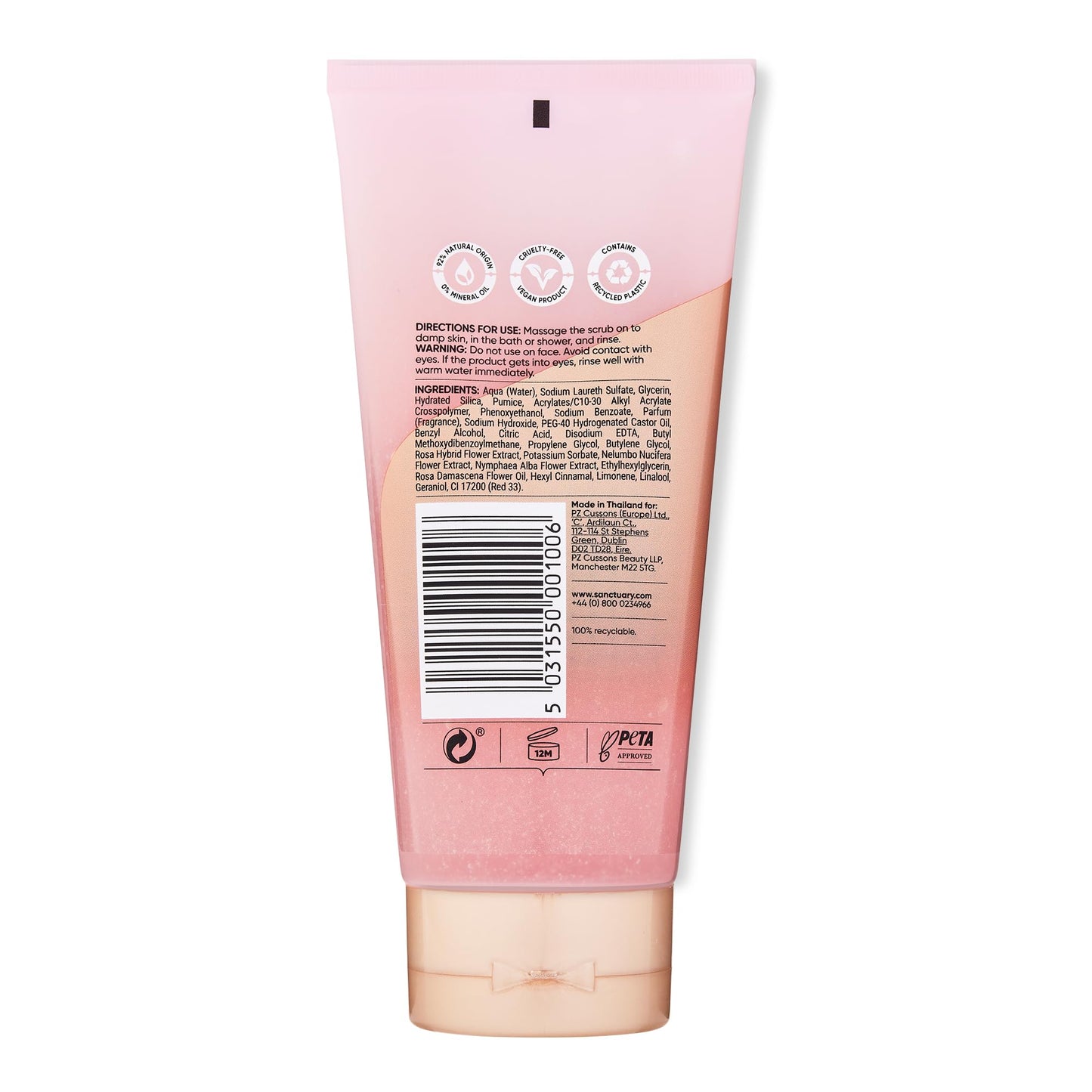 SANCTUARY Sanctuary Spa Lily & Rose Body Scrub, No Mineral Oil, Cruelty Free & Vegan Exfoliating Body Scrub, 200ml