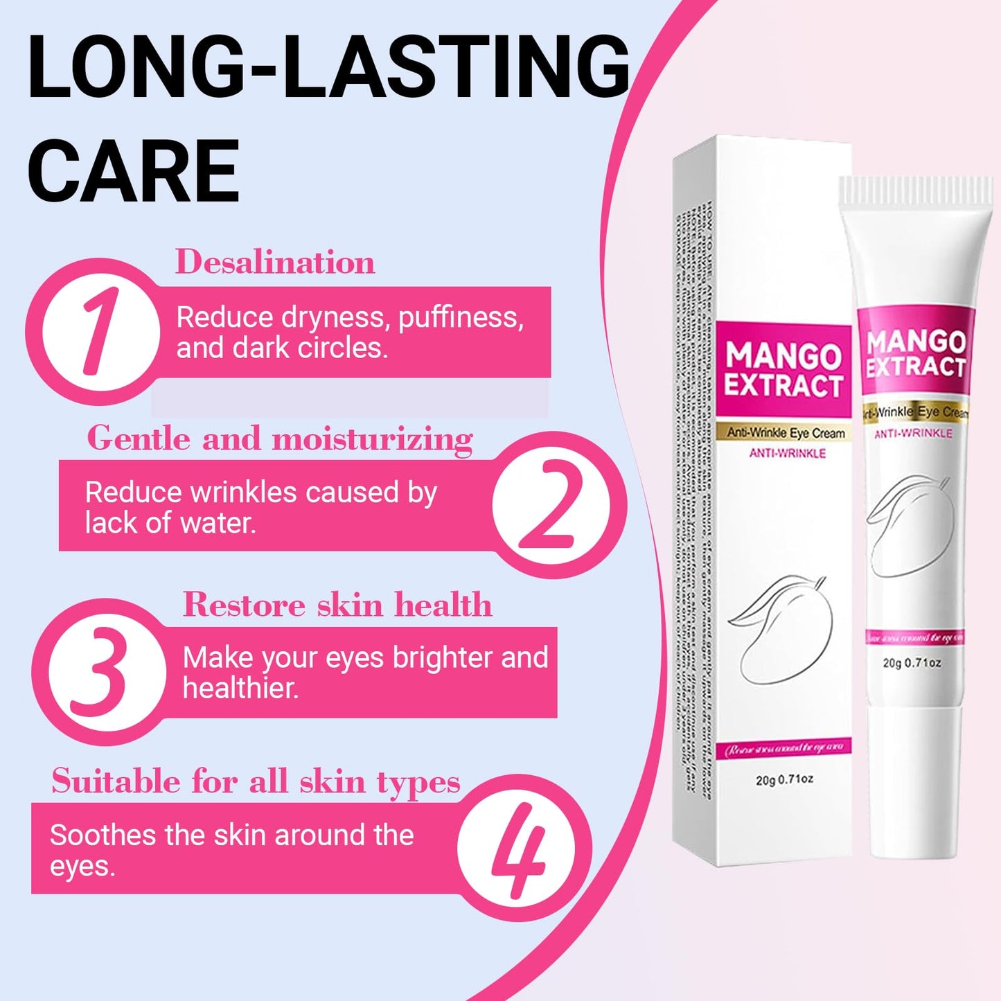 2 PCS Mango Revitalize Eye Cream Mango Activating and Firming Eye Cream Helps Remove Eye Bags and Dark Circles Deeply Moisturizes and Hydrates Firming Skin