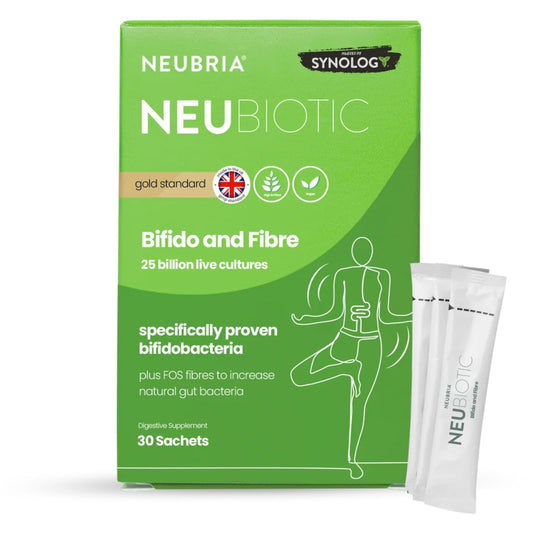 NEUBRIA NEUBIOTIC BIFIDO & Fibre - Bifidobacteria & Prebiotic Fibre Supplement for Gut Health, Digestion & Bloating Relief – 25 Billion CFU Bifidobacterium Lactis & FOS - UK Made – 30 Sachets