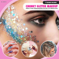 Glamza Festival Face Jewels x6 Sets of Face Gems PLUS x9 Sachets of 10g Glitter Pouches for Face & Body