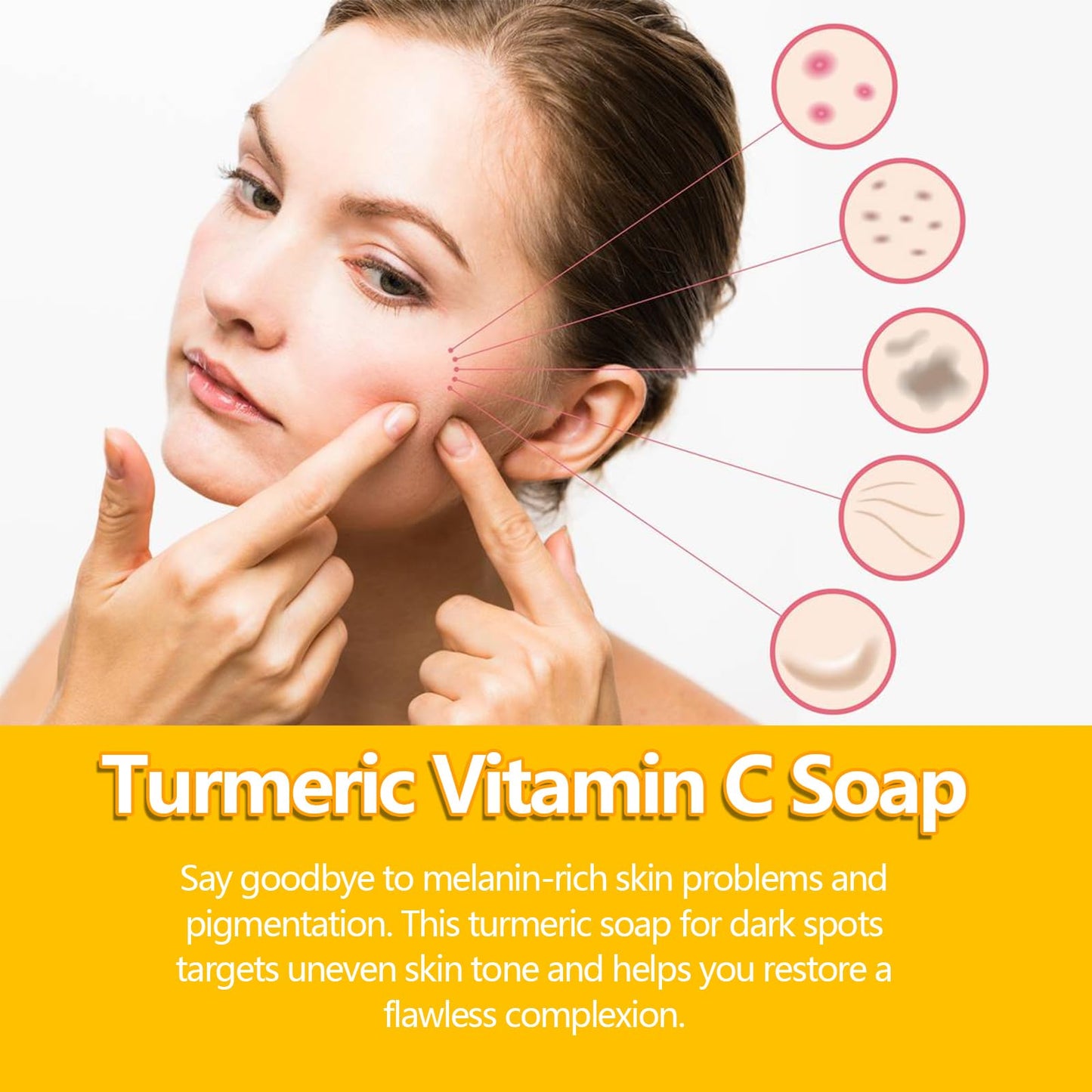 Cynamus Turmeric Soap, 100g Kojic Acid Soap For Skin Brightening Bath Soap Brightening Moisturizing Deep Clean Ginger Soap, Turmeric Soap For Acne And Dark Stains