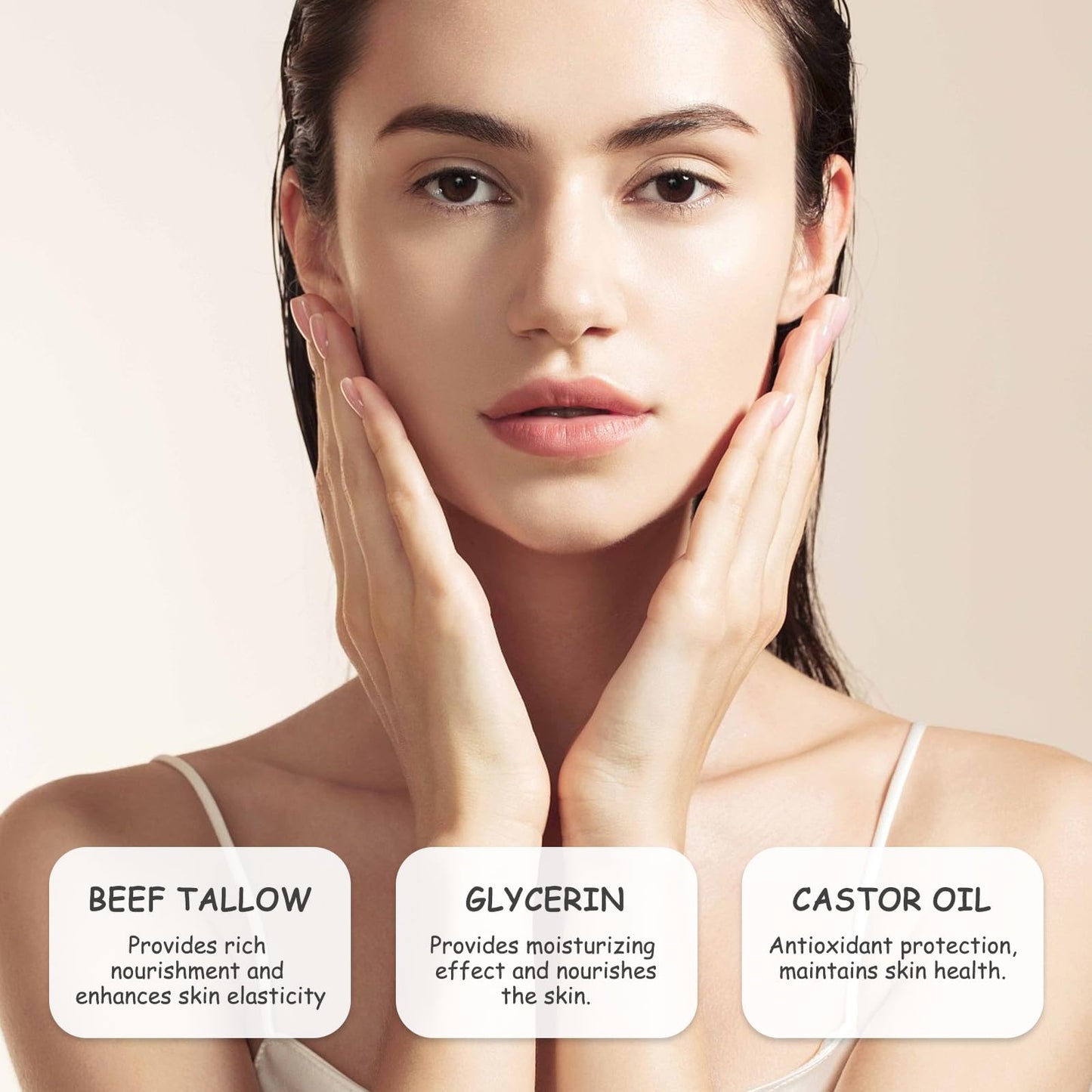 ExcellaElite Beef Tallow Castor Oil and Frankincense 60g Grass-Fed Beef Tallow with Frankincense Oil & Castor Oil Natural Organic Beef Tallow for Skin Face Body Moisturizer