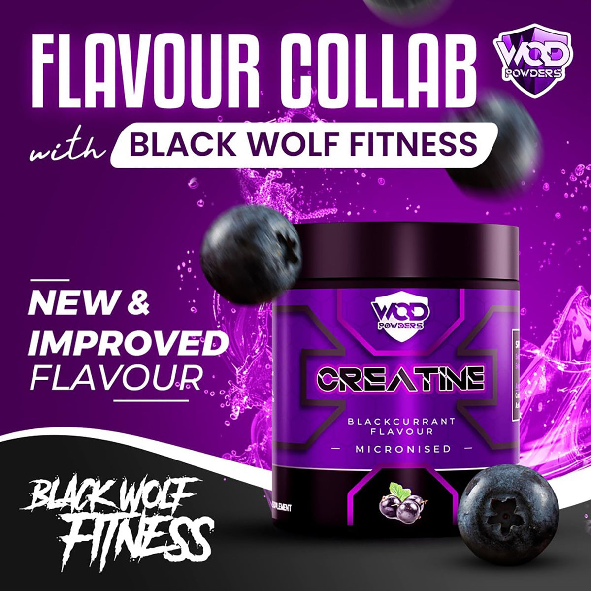 Flavoured Creatine Powder - Creatine Monohydrate Powder with AstraGin® | Suitable for Vegans, Scoop Included | 60 Servings per Tub - Made in The UK by WOD Powders