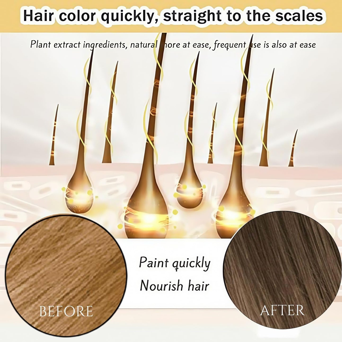 Polar Hair Dye Shampoo,Hair Care Instant Dye Shampoo,3 in 1 S/hampoo for Color Treated Ha/ir,Ha/ir Dy/e Shamp/oo Women,H/air Colour Sh/ampoo,Natural H/air D/ye Sh/ampoo,Colouring Sham/poo,Light Brown