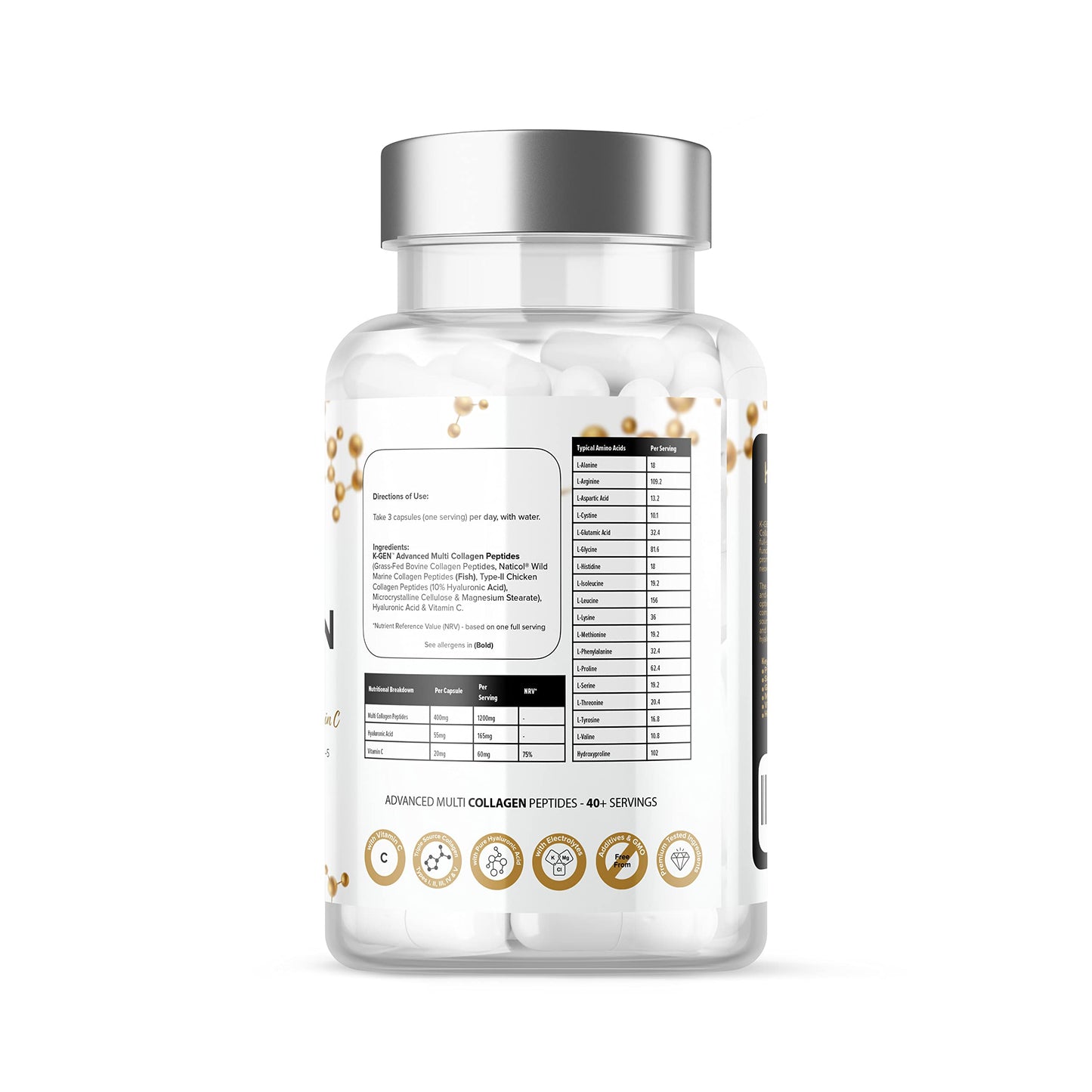 K GEN rejuvenation nutrition Pure Collagen Supplements Capsules Grass Fed Advanced Multi Collagen Peptides | Collagen Powder Pills for Hair, Skin, Nails, & Joints for Women & Men by K GEN