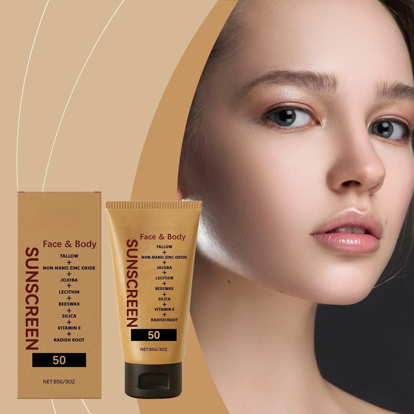 Xunzhi Tallow Sunscreen SPF50,Non Nano Zinc Oxide Sunscreen Balm,Face and Body S/unscreen,Tallow Face Sun Cream,SPF50 Suncream,F/ace Moisturiser,T/allow Sunblock,F/ace Sun Cream,Moisturising Suncream,85g
