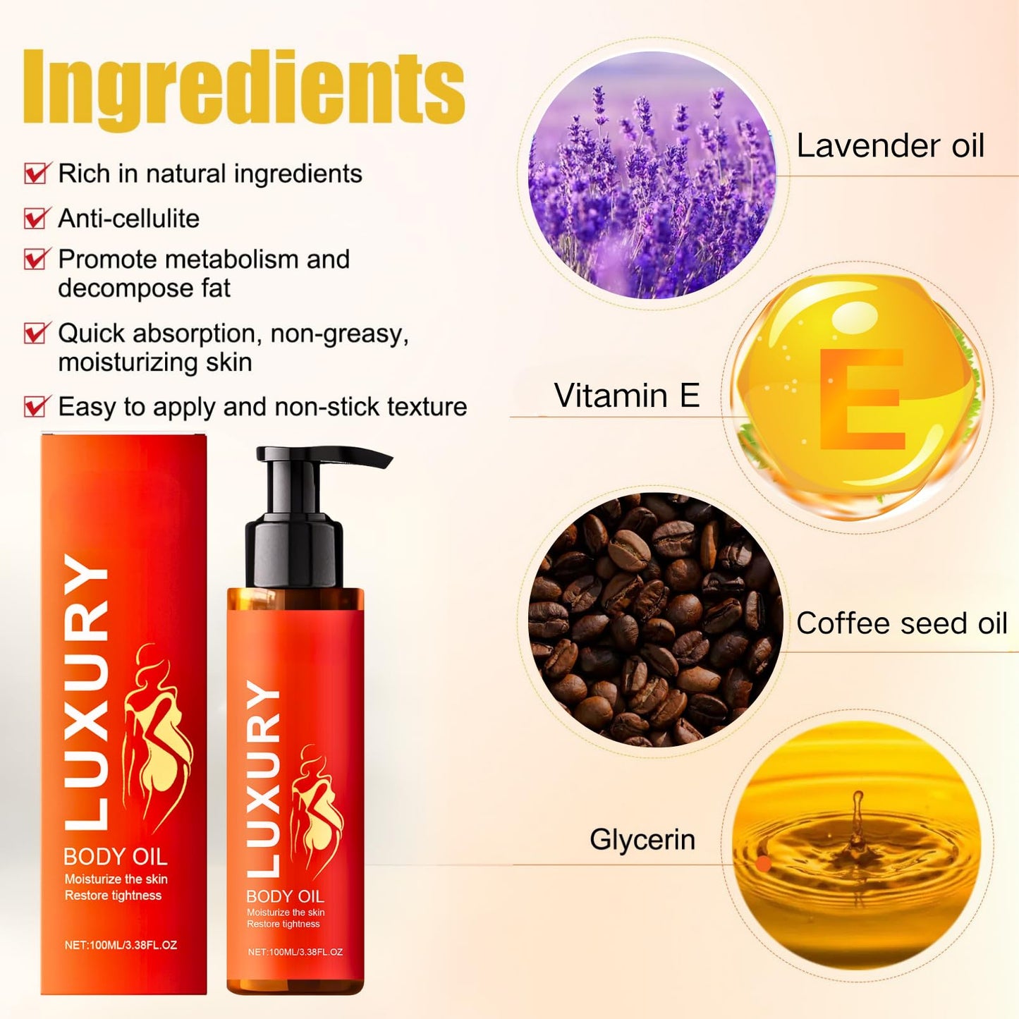ISBEAUSOLS Magic Body Oil - Magic Firming Body Oil for Women – 100ml Hydrating Body Moisturiser – Natural Magic Oil for Arms, Chest, Thighs & Belly – Lightweight Skin Smoothing Body Care