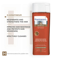 Pharmaceris H Keratineum, Concentrated Shampoo for Weak and Thin Hair, for Sensitive Scalp, Hair Strengthening, Hair Loss Treatment Women and Men - 250 ml