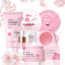 ISBEAUSOLS Sakura Skin Care Sets & Kits - Skin Care Gift Set for Teenage Girls - Facial Kits for Women Gifts - Face Care Sets Cleanser, Serum, Cream,Eye Cream,Lip Mask,Mud Mask,Sleeping Mask