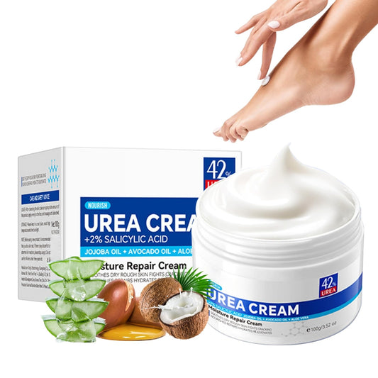 Cureluxe 42% Urea Cream with 2% Salicylic Acid - Foot Moisturiser for Dry,Rough,Cracked Heels - Gentle Exfoliation Urea Foot Cream - Urea Cream 42 Percent for Feet - Multi-Purpose Cracked Heel Repair Cream
