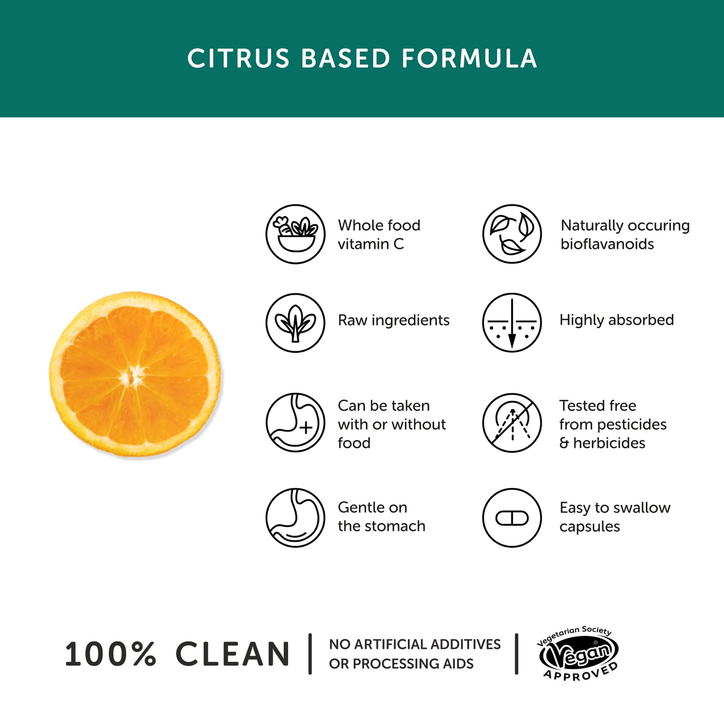 Vitamin C – Together Health – with Organic Citrus Fruits – Gentle & Easily Absorbed – Includes Naturally Occurring Bioflavonoids – Vegan Friendly – Made in The UK – Pack of 3-90 Vegecaps