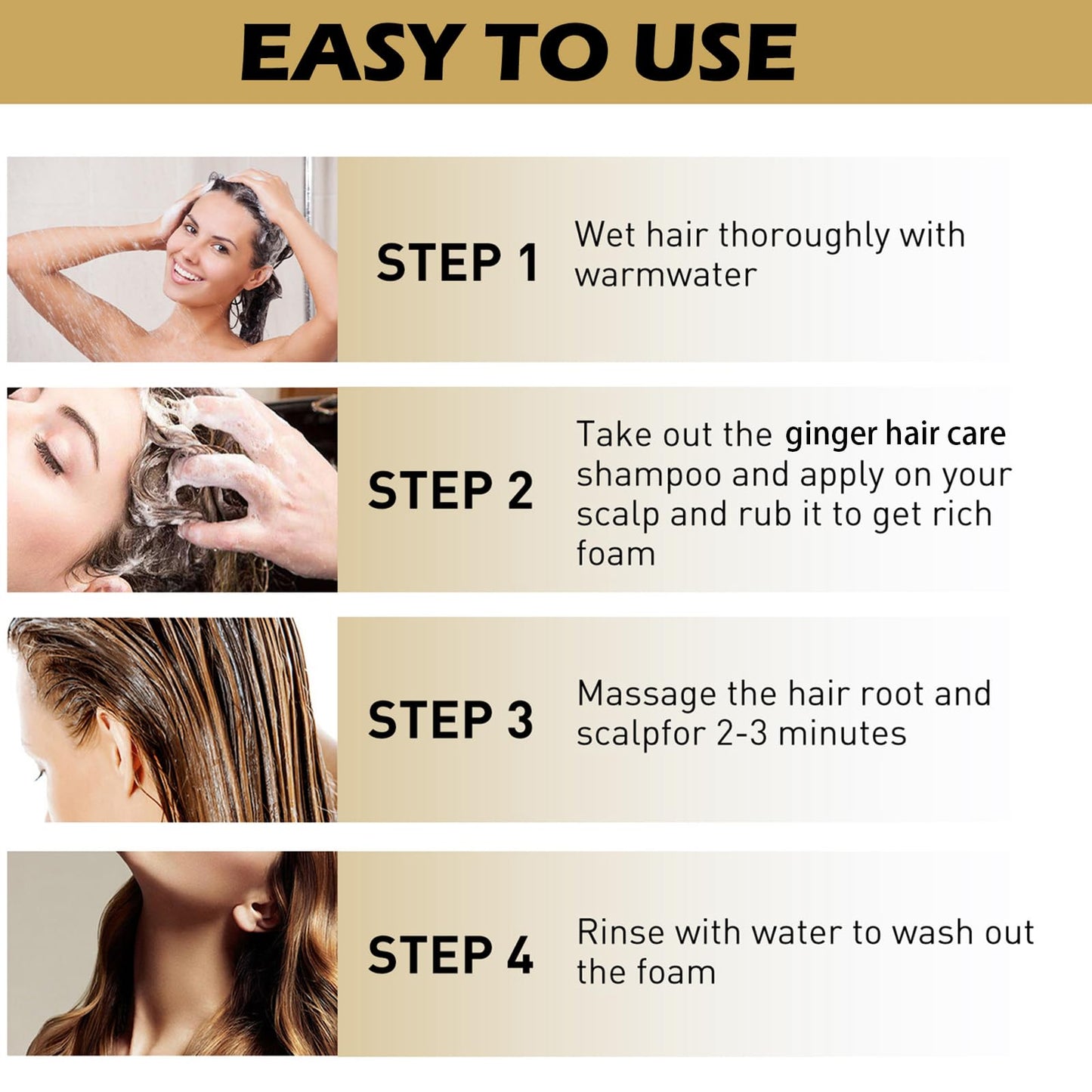 Ginger Shampoo, Ginger Hair Growth Shampoo, Anti Hair Loss Shampoo, Natural Organic Ginger Shampoo Promotes Hair Growth, Anti-dandruff & Anti-itching Ginger Shampoo for Hair Loss Women Men (1pcs)