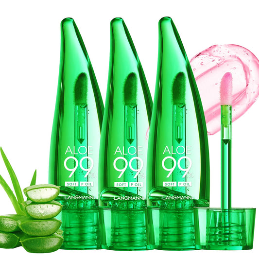 HERBINSOLS Aloe Vera Lip Oil - 3pcs Color Changing Lip Balm Set - Long Lasting Hydrating Moisturizing Lip Gloss - Light Texture Non-Sticky Aloe Vera Clear Pink Lip Care Gloss Oil For Women