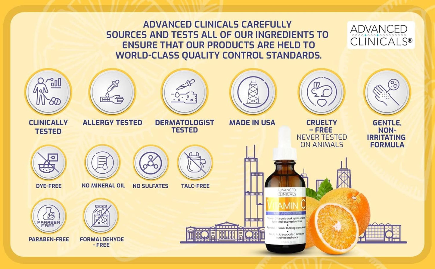 Advanced Clinicals Brightening Vitamin C Face Serum Anti Aging Eye Serum | Potent Vitamin C Face Moisturizer Acne Facial Serum For Dark Spot Treatment, Wrinkle Repair, & Uneven Skin Tone, 1.75 Fl Oz