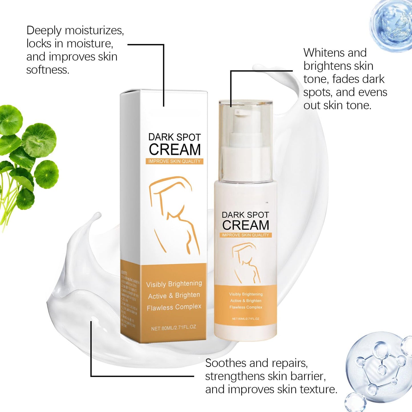 Dark Spot Corrector Cream for Face and Body, Vitamin C Dark Spot Remover, Niacinamide Dark Spot Corrector Cream, Visibly Brightening Spot Cream for Flawless Complexion, Improve Skin Quality