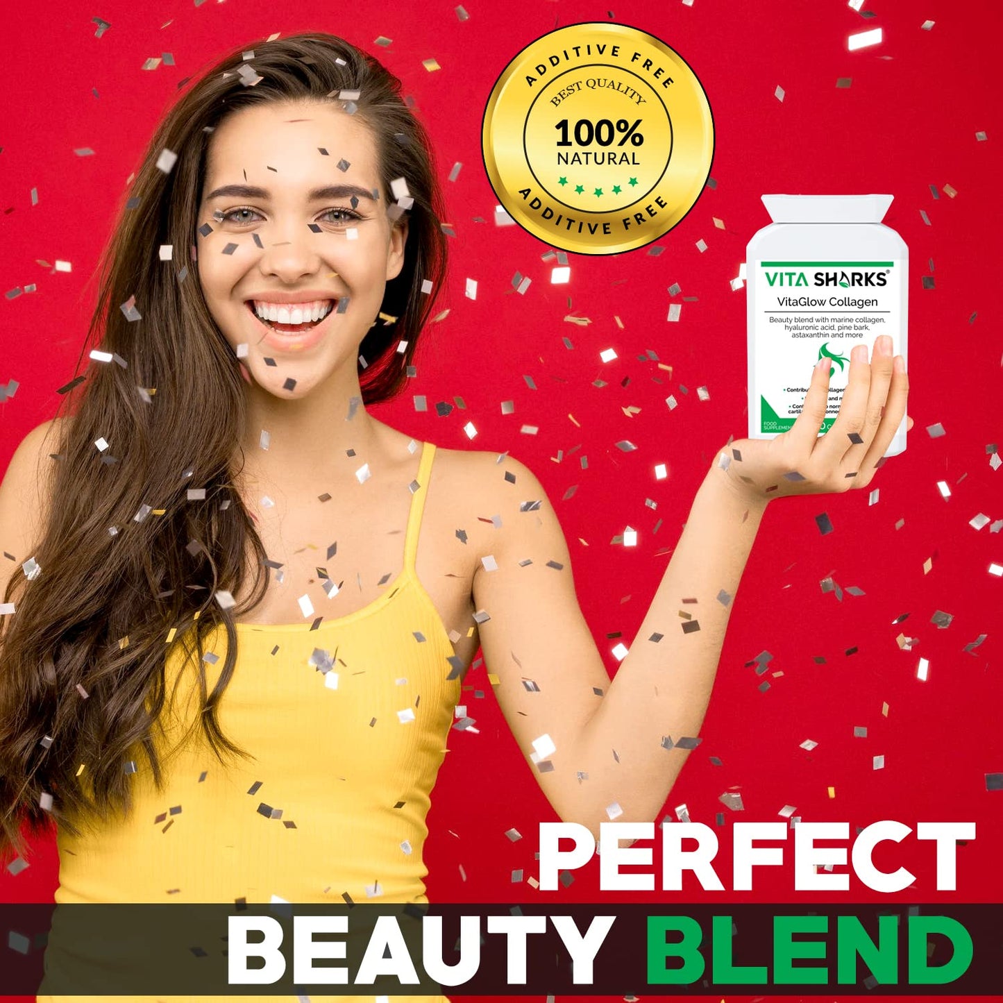 VitaGlow Collagen - Anti-Ageing Tablets with Biotin for Beautiful & Youthful, Glowing Skin, Hair, Nails, Strong Bones & Connective Tissues with Vitamin C & B3 (Contains Marine Collagen)