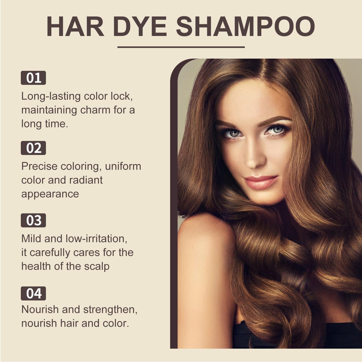 Generic Dark Brown Hair Dye Shampoo, 3 in 1 Colour Shampoo to Cover Grey Hair, Natural Plant Extract Hair Care, Long Lasting Color Sham-poo for Men and Women, Easy Use, Nourishing Formula
