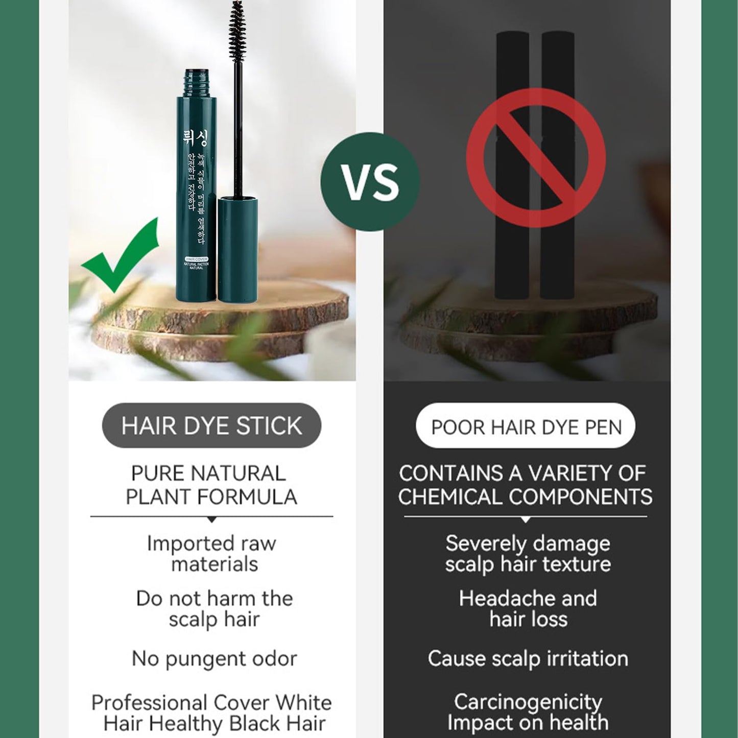 Temporary Root Touch Up Dark Brown,Quick Hair Dry Root Cover Up,Hair Mascara Stick for Grey Hair,Water-Resistant Hair Root Colour Touch Up for Women, Semi-Permanent Hair Concealer Cover Gray Stick
