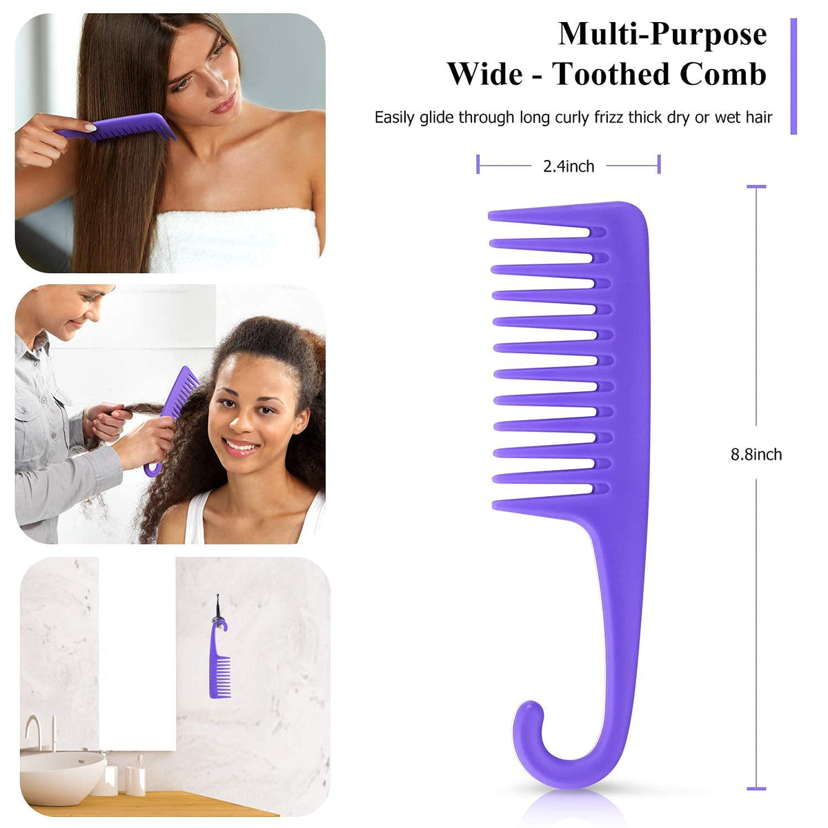 URTHEONE Hair Brush,Detangle Hair Brush, Detangler Brush for Women Men Adults Kids Afro American Type 3a-4c, Detangling Nylon Bristle Brush for Kinky Curly Coily Wavy Wet and Dry Hair,Purple