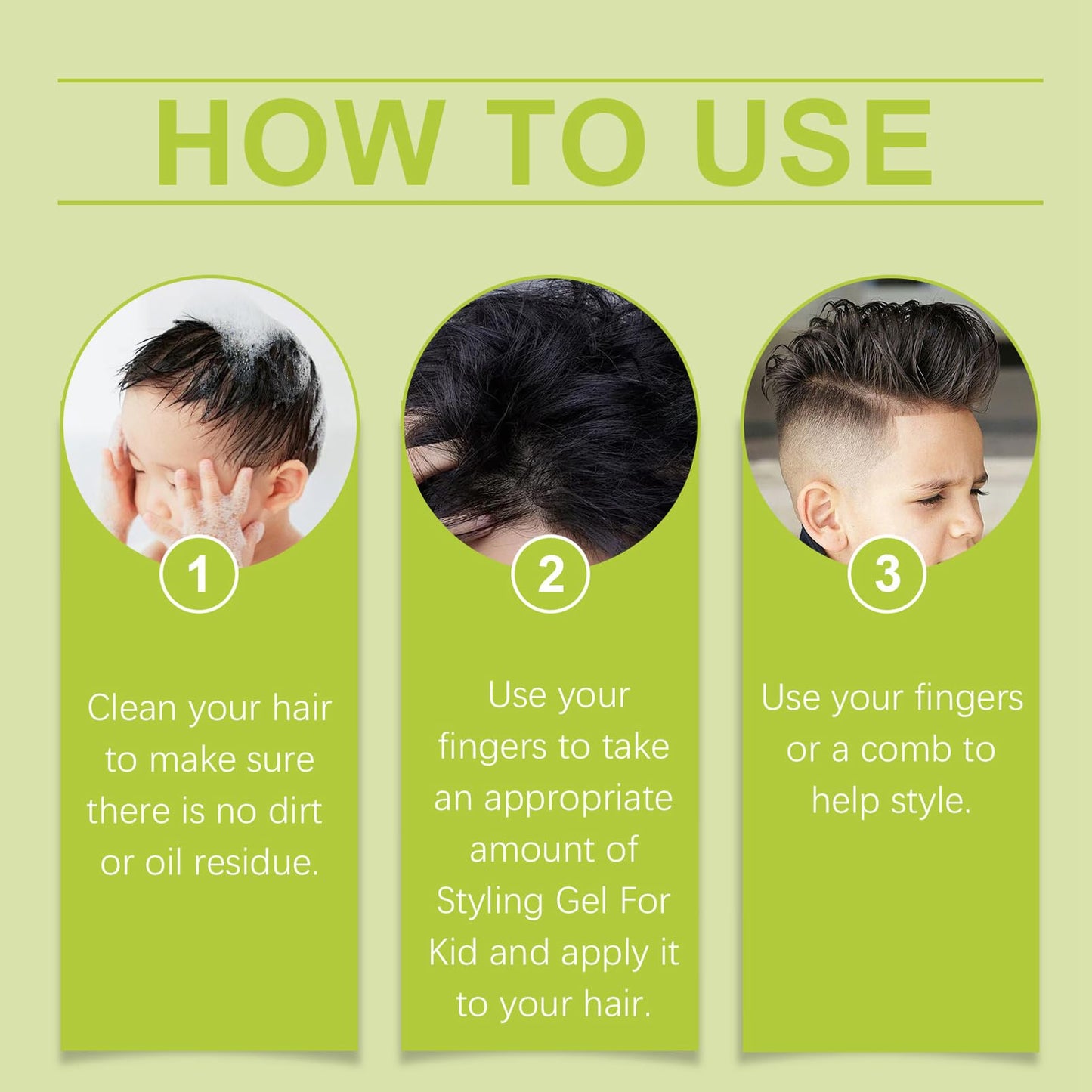 Kids Hair Gel - Styling Gel for Kids All Natural - Baby Hair Gel - Medium Strong Hold - Gentle Hold & Fun Hair Styles - Moisturizing - Fruit Fragrance - 100g/3.53oz