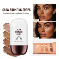 Cureluxe Glowing Liquid Bronzer - Bronzing Drops - Tan Face Drops -Liquid Bronzing Drop for Body - Tan Luxe Face Tanning Drop for Contour Makeup & Natural Glow - Luxe Champagne Shimmer 01