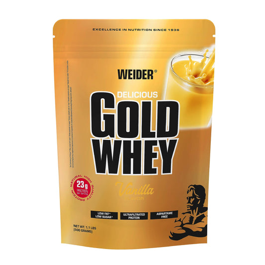 Weider Gold Whey Protein, Vanilla, Natural Protein Source, 24g of Protein Per Serving, 500g