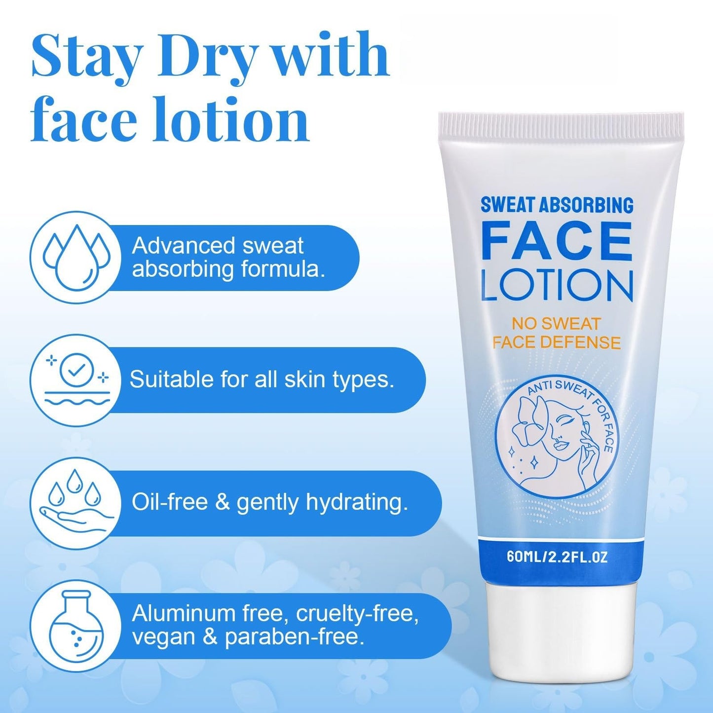 CiLiHai Sweat Absorbing Face Lotion,Antiperspirant Lotion for Face,Prevent Excess Facial Sweating and Facial Shining,Block Sweat and Oily Skin Control,Keeps You Dry,Anti Sweat Cream for Women and Men