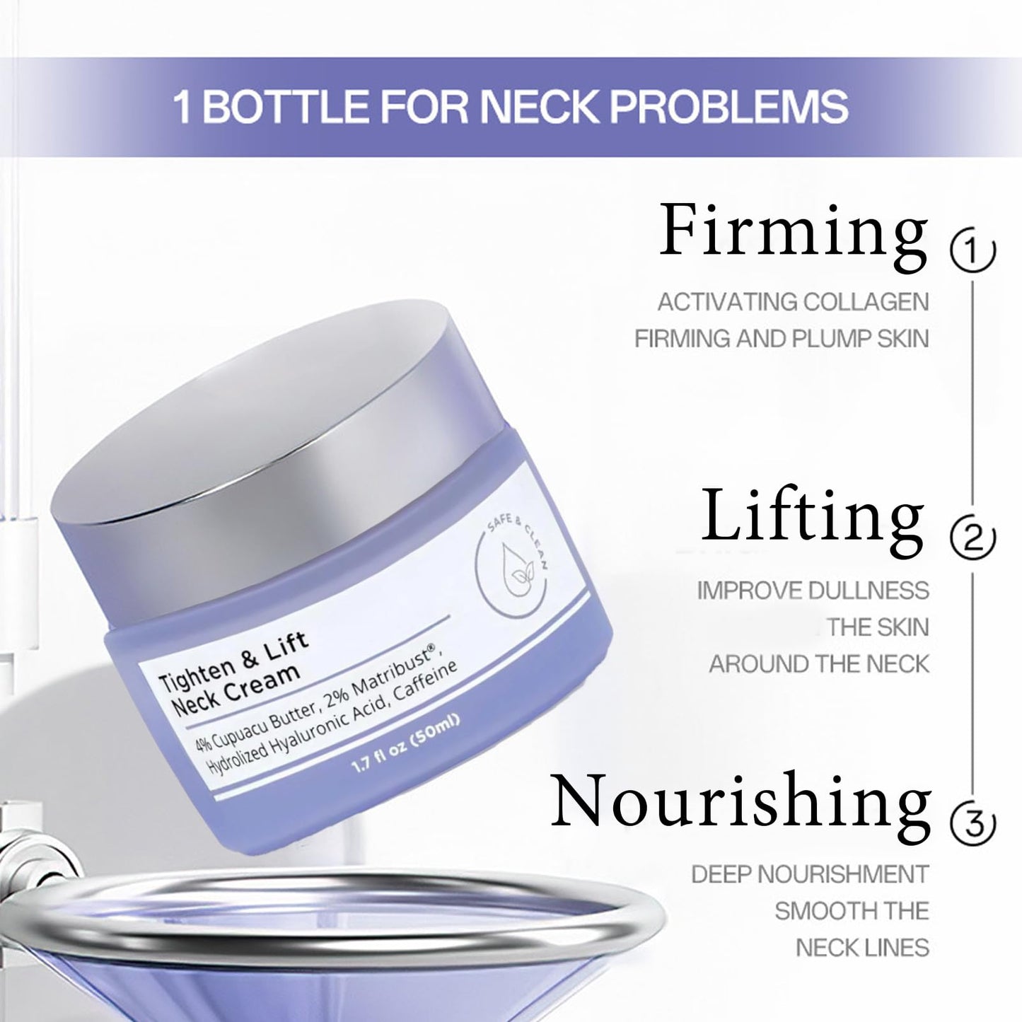 MEITREND Tighten & Lift Firming Neck Cream,2PCS neck firming cream,Anti Aging neck cream for sagging and tighten,Lifting Sagging Skin & Smooth Neck Wrinkle,Hydrating Neck Cream,Skincare Neck Cream-50ml*2