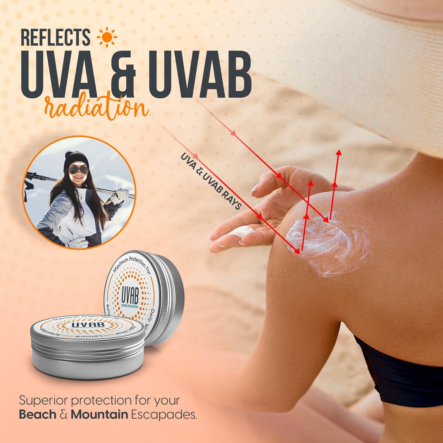 2X UVAB Zinc Face Sunblock: Opaque White 15ml Travel-Sized Pot For Sun Protection in Extreme Conditions. Perfect for Skiing, Climbing, Beach and Leisure Activities. Zinc Oxide Cream Mineral sunscreen.