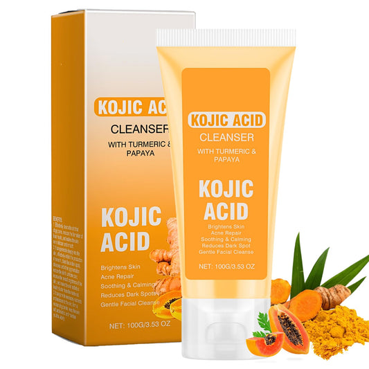 IZBEAUVO Kojic Acid & Turmeric Face Wash,Kojic Acid Foaming Cleanser,Deep Cleansing Brightening Face Wash,Foaming Facial Cleanser for Exfoliating, Unclog Pores, Acne Scars, Smooth Skin for All Skin Care