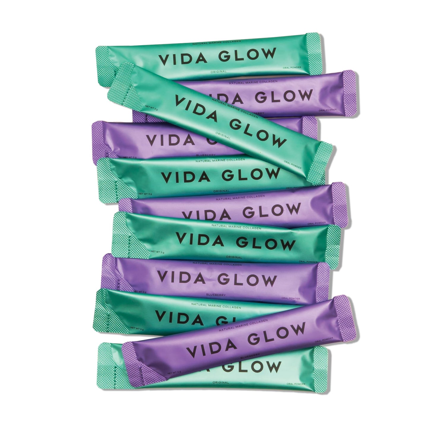 Vida Glow - Natural Hydrolysed Marine Collagen Sachets | Promotes Glowing Skin + Smooths Fine Lines (Mixed, 14 Sachets)