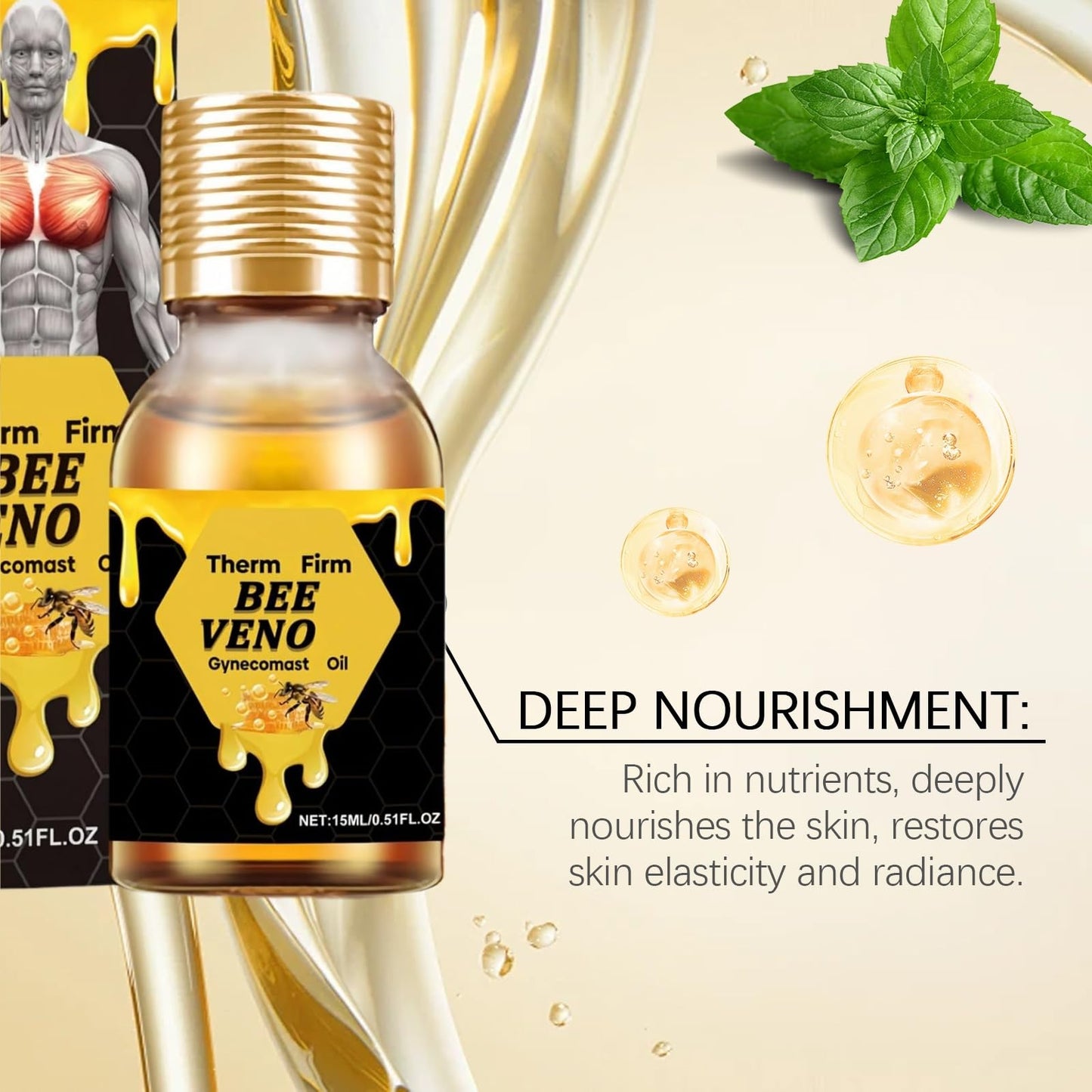 Therm/Ofirm Be/E Ven/Om Gyneco/Mastia Oil,Bee Ven/Om Gyneco/Mastia Heating Oil,Firming O/il for Men,Men Therm Bee Ve/Nom,Be/e Veno/M for Strengthen The Chest Muscles,Body Treatment Build His Body