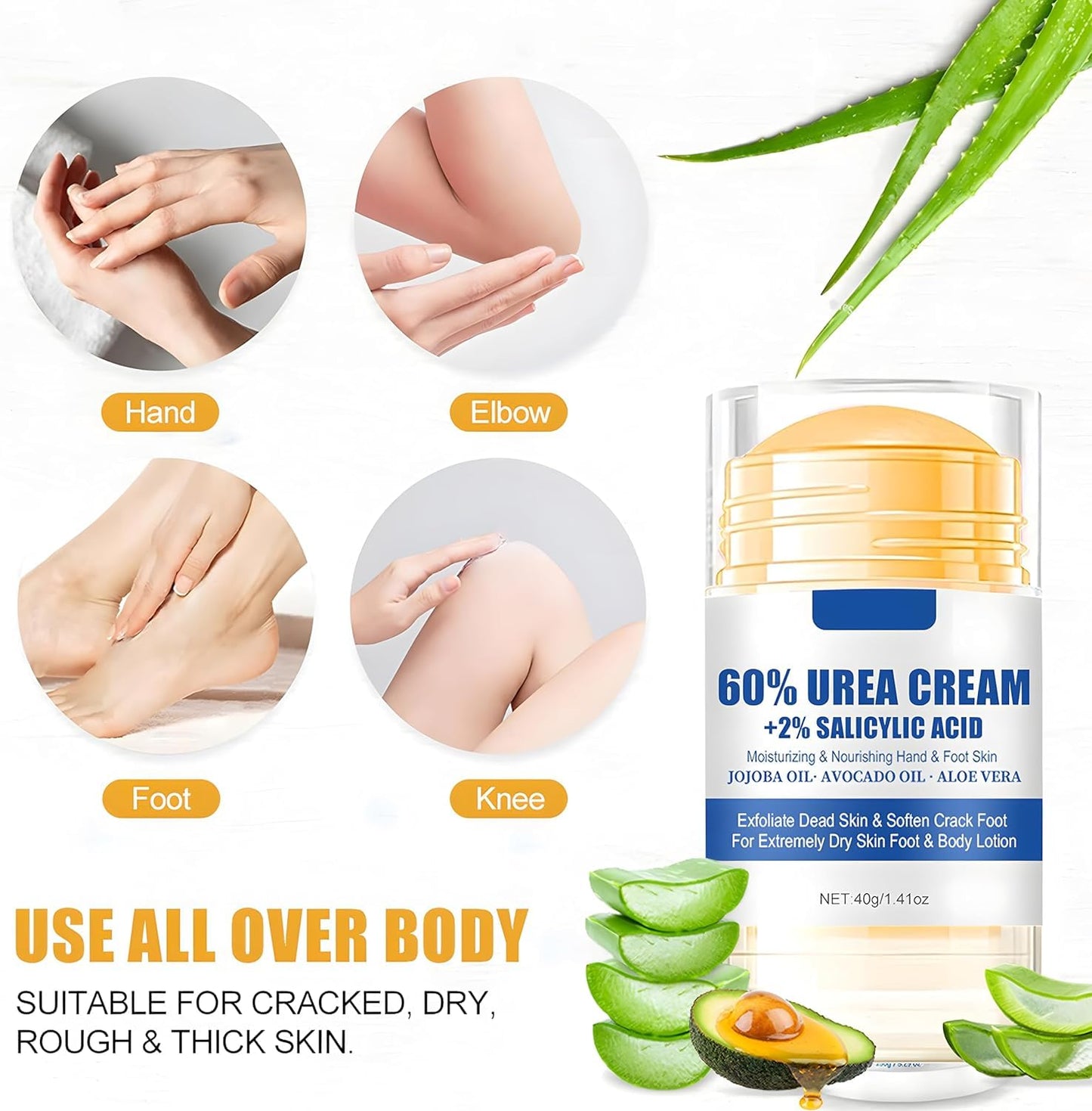 2PCS Urea Cream 60% for Feet, 2025 New Maximum Strength Foot Cream for Dry Cracked Skin and Feet, Urea Foot Cream, Foot Moisturiser, Repairing Creams for Heels, Knees, Elbows & Hands