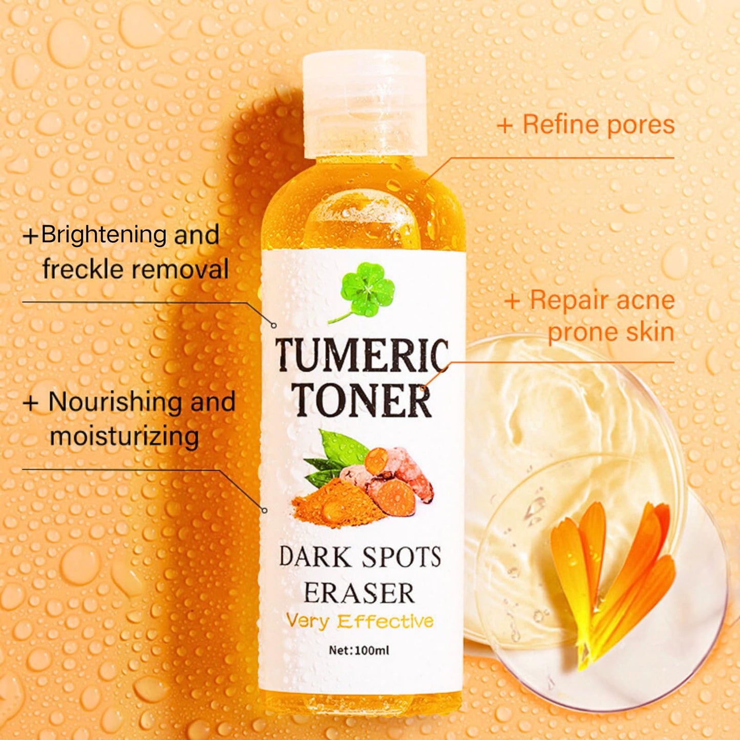 IZBEAUVO Turmeric Face Toner, Dark Spots Skin Toner for Face, Pore Minimizer Hydrating Toner, Face Exfoliator, Clean and Clear Facial Toner for Reduce Dark Spots & Acne, Brighten, Turmeric Oil Moisturiser