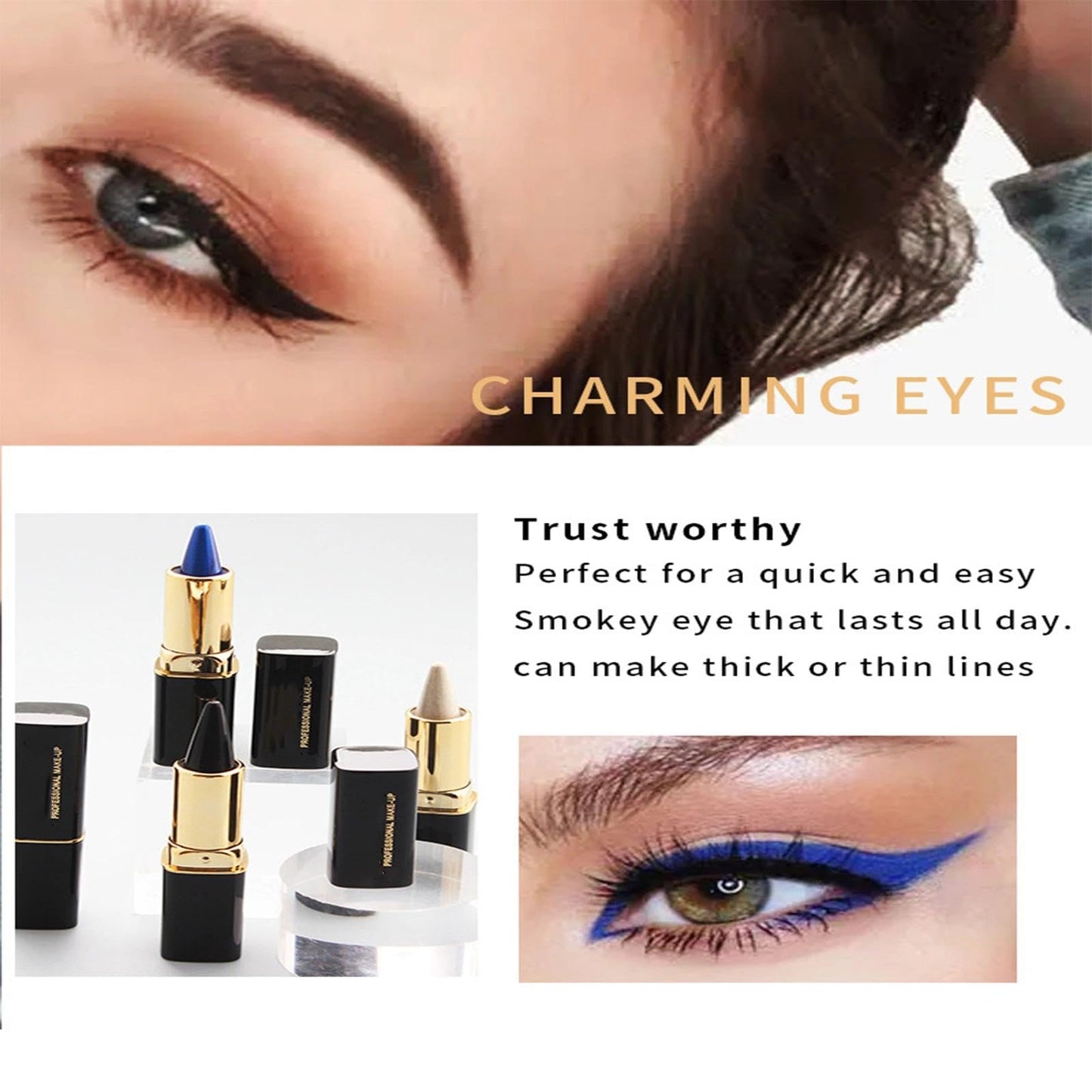 AurolaGlow Long-lasting Blue Eyeliner Pencil - Waterproof, Quick-drying,It's An Eye Makeup Product That Is Easy To Control And Suitable For All Eye Shapes. (05 Blue)