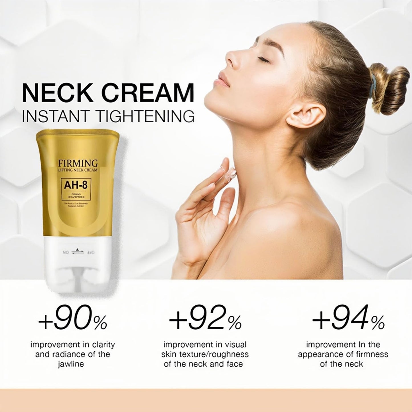 SEMECOMER Ah-8 Firming Neck Cream, Tightening & Lifting Cream with Double Roller Massage, Enriched with Hexapeptide for Moisturizing & Nourishing. Anti-Aging Neck Treatment for Wrinkles & Sagging Skin