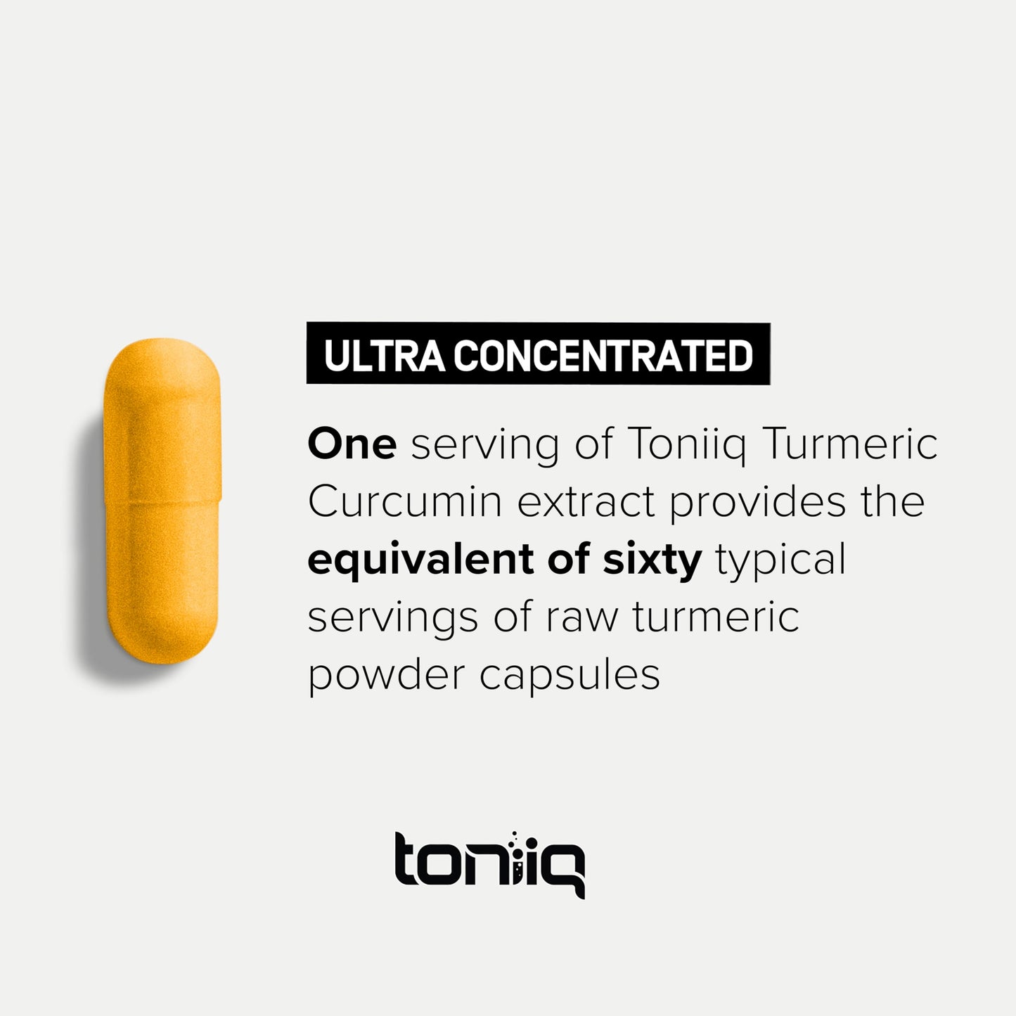 Toniiq Turmeric Curcumin - Ultra High Potency 60:1 Extract with 95% Curcuminoids - 800mg Per Serving - Black Pepper & MCT Oil for Enhanced Absorption - Third-Party Lab Tested - 60 Capsules