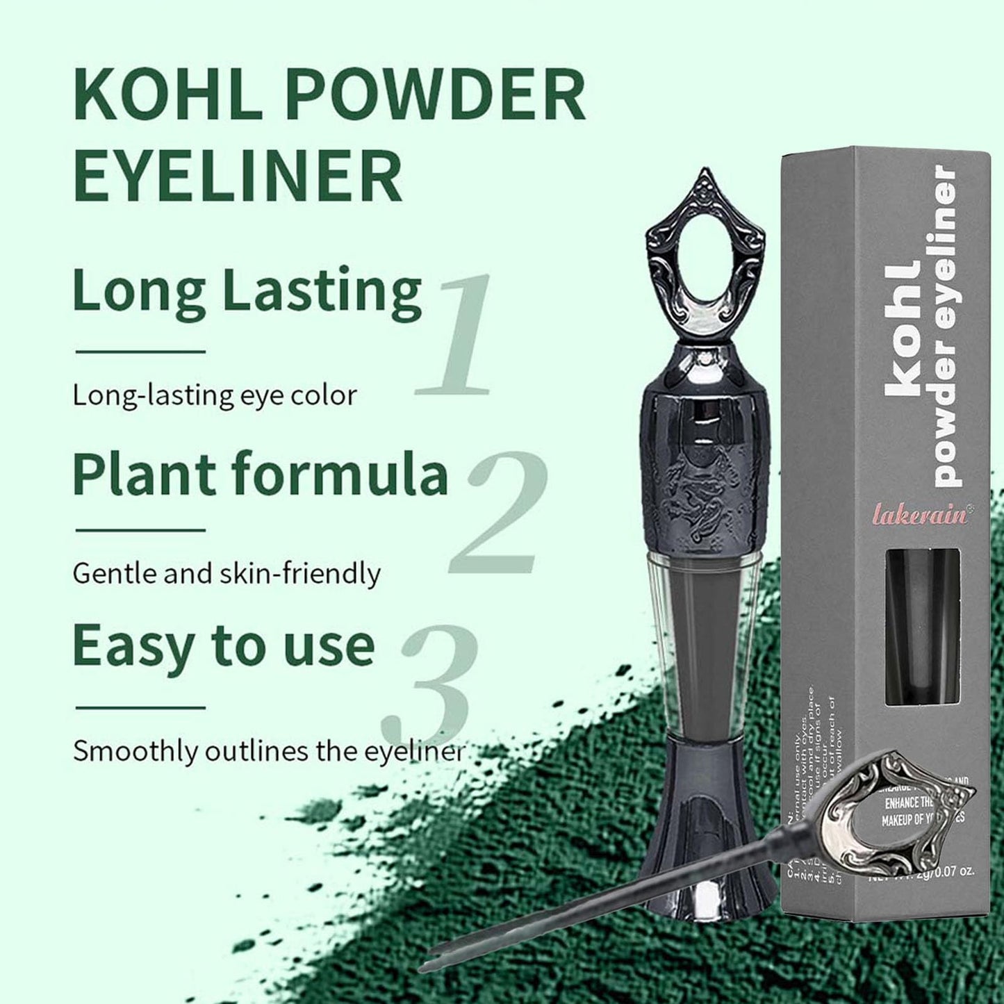 QUIWEN Kohl Powder Eyeliner,Black Eyeliner Handmade Smudge Proof Eyeliner, Black Eye Liner Pencils Natural Eyeliner Cream Powder, Long Lasting Smudge-Proof Intense Color Eyeliner For Eye Make-Up