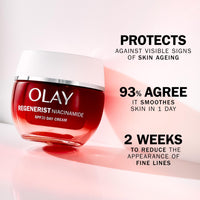 Olay Regenerist Niacinamide Day Cream Face Moisturiser SPF 30, Skincare with Niacinamide 99% Purity, Antioxidant Vitamin E. Anti Aging Skin Care: Renews, Firms and Hydrates. Non-Greasy, 50ml