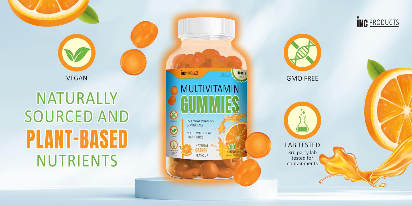 Generic Multivitamin Gummies - Vitamins for Adult and Children - Natural Orange Flavour Soft Chewable Gummy 11 Vitamins &Minerals for Health & Immune Support